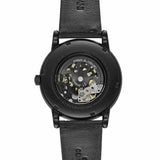 Emporio Armani Meccanico Automatic Skeleton Dial Black Leather Strap Watch For Men - AR60008