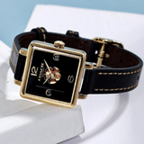 Coach Black Square Dial Black Leather Strap Watch for Women - 14503695