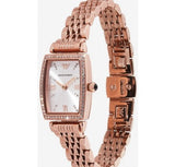 Emporio Armani Gianni T Bar Quartz Crystals White Dial Rose Gold Steel Strap Watch For Women - AR11406