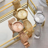 Guess Chiffon Rose Gold Dial Mesh Bracelet Watch For Women - W1083L3