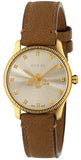 Gucci G Timeless Quartz Silver Dial Brown Leather Strap Watch For Women - YA1265022