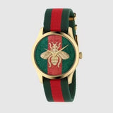 Gucci G Timeless Quartz Green & Red Dial Green & Red NATO Strap Watch For Men - YA126487A