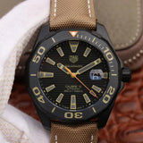 Tag Heuer Aquaracer 300 Calibre 5 Automatic Black Dial Brown Fabric Strap Watch for Men - WAY208C.FC6383
