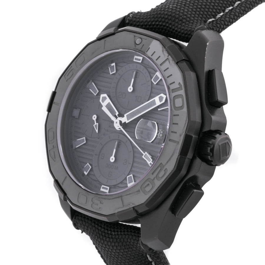 Tag Heuer Aquaracer Automatic Chronograph Special Edition Titanium Grey Dial Black Leather Strap Watch for Men - CAY218B.FC6370