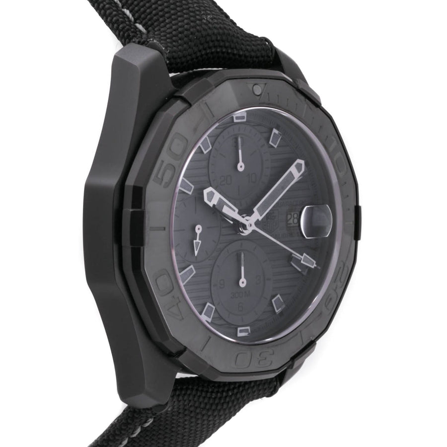 Tag Heuer Aquaracer Automatic Chronograph Special Edition Titanium Grey Dial Black Leather Strap Watch for Men - CAY218B.FC6370