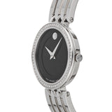 Movado Esperanza 63 Diamonds Black Dial Silver Steel Strap Watch For Women - 0607052