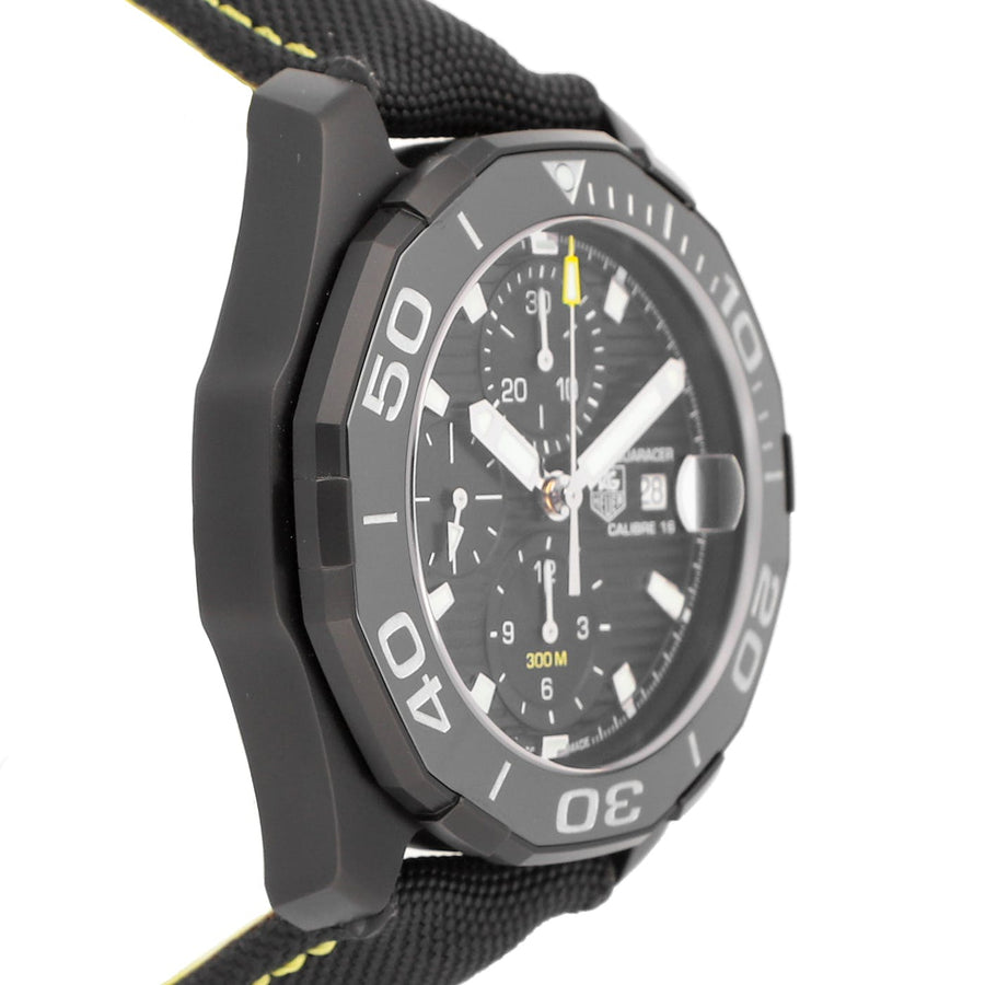 Tag Heuer Aquaracer Chronograph PVD Black Dial Black Nylon Strap Watch for Men - CAY218A.FC6361