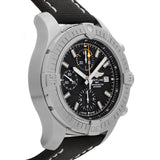 Breitling Avenger Chronograph 45mm Black Dial Black Leather Strap Watch for Men - A13317101B1X1