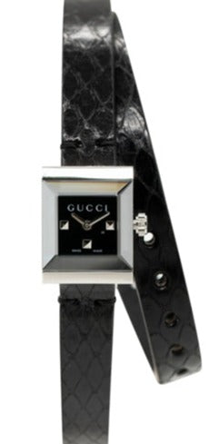 Gucci G-Frame Black Dial Black Leather Strap Watch For Women - YA128526