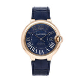 Cartier Ballon Bleu De Cartier Blue Dial Blue Leather Strap Watch for Men - WGBB0036