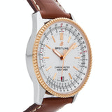 Breitling Navitimer Automatic 41mm White Dial Brown Leather Strap Mens Watch - U17326241G1P1