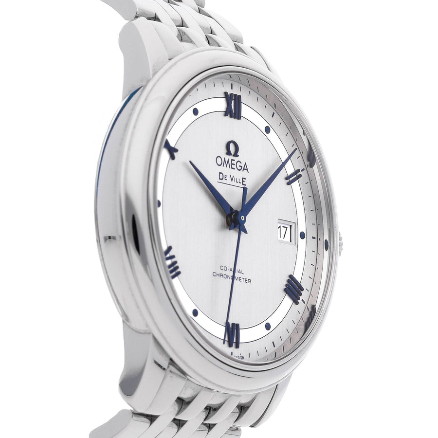 Omega De Ville Prestige Co-Axial Rhodium Silver Dial Silver Steel Strap Watch for Men - 424.10.40.20.02.001