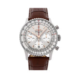 Breitling Navitimer B01 Chronograph 41 White Dial Brown Leather Strap Watch for Men - AB0139211G1P1