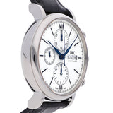 IWC Portofino Chronograph White Dial Black Leather Strap Watch for Men - IW391024