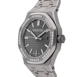 Audemars Piguet Royal Oak 50th Anniversary Diamonds Grey Dial Silver Steel Strap Watch for Men - 15551ST.ZZ.1356ST.03