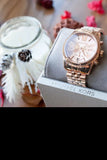 Michael Kors Lexington Rose Gold Dial Rose Gold Steel Strap Watch for Women - MK5569