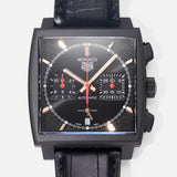 Tag Heuer Monaco Automatic Chronograph Black Dial Black Leather Strap Watch for Men - CBL2180.FC6497