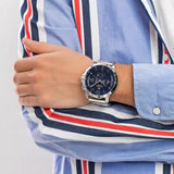 Tommy Hilfiger Luca Chronograph Blue Dial Silver Steel Strap Watch For Men - 1710492