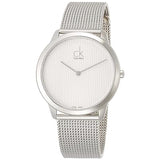 Calvin Klein Minimal White Dial Silver Mesh Bracelet Watch for Men - K3M2112Y