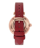 Emporio Armani Gianni T-Bar Mother of Pearl White Dial Red Leather Strap Watch For Women - AR60048