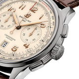 Breitling Premier B01 Chronograph 42 White Dial Brown Leather Strap Watch for Men - AB0145211G1P1