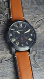 Fossil Grant Chronograph Black Dial Brown Leather Strap Watch for Men - FS5241