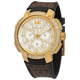 Michael Kors Sidney Multifunction White Dial Brown Leather Strap Watch For Women - MK6948