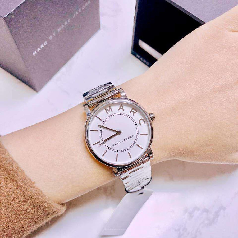 Marc Jacobs Roxy White Dial Silver Steel Strap Watch for Women - MJ3521