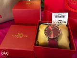 Coach Perry Red Dial Red Leather Strap Watch for Women - 14503486