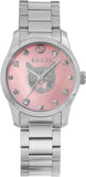 Gucci G Timeless Quartz Mother of Pearl Pink Dial Silver Steel Strap Watch For Women - YA1265013