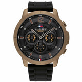 Tommy Hilfiger Blaze Multifunction Black Dial Black Rubber Strap Watch For Men - 1792028