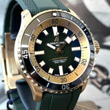 Breitling Superocean Automatic 42 Green Dial Green Rubber Strap Watch for Men - N17375201L1S1