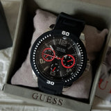 Guess Tread Black Dial Black Rubber Strap Watch for Men - W0967G1