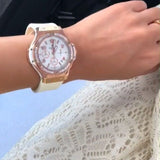 Guess Diamonds White Dial White Rubber Strap Watch For Women - W0426L1