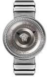 Versace V Metal Icon Silver Dial Silver & Grey Strap Watch for Women - VLC120016