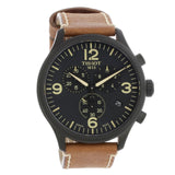 Tissot T Sport Chrono XL Black Dial Brown Leather Strap Watch For Men - T116.617.36.057.00