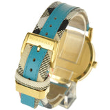 Burberry The City Gold Dial Blue Leather Strap Watch for Women - BU9018