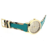 Burberry The City Gold Dial Blue Leather Strap Watch for Women - BU9018