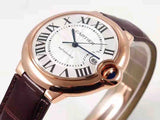 Cartier Ballon Bleu de Cartier Silver Dial Brown Leather Strap Watch for Men - WGBB0030