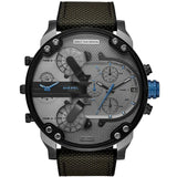 Diesel Mr Daddy 2.0 Chronograph Grey Dial Black Nylon Strap Watch For Men - DZ7420