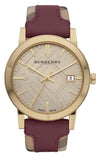 Burberry The City Gold Dial Orange Leather Strap Watch for Women - BU9017