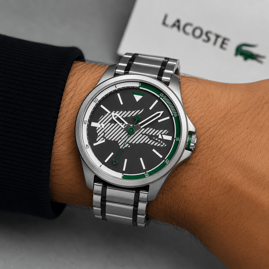 Lacoste Capbreton Gray Dial Two Tone Steel Strap Watch for Men - 2010943