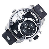 Diesel Little Daddy Black Dial Black Leather Strap Watch For Men - DZ7256