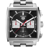 Tag Heuer Monaco Automatic Chronograph Black Dial Silver Steel Strap Watch for Men - CBL2113.BA0644