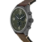 Tissot T Sport Chrono XL Green Dial Brown Leather Strap Watch For Men - T116.617.36.097.00