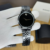 Movado Museum Classic Black Dial Silver Steel Strap Watch for Men - 0607199