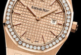 Audemars Piguet Royal Oak Quartz Diamonds Rose Gold Dial Rose Gold Steel Strap Watch for Women - 67651OR.ZZ.1261OR.03