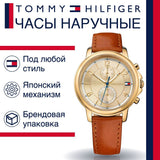 Tommy Hilfiger Claudia Rose Gold Dial Brown Leather Strap Watch for Women - 1781818