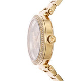 Michael Kors Parker Analog Crystals Gold Dial Gold Steel Strap Watch For Women - MK7283