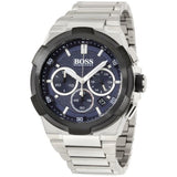 Hugo Boss Supernova Chronograph Blue Dial Silver Steel Strap Watch for Men - 1513360